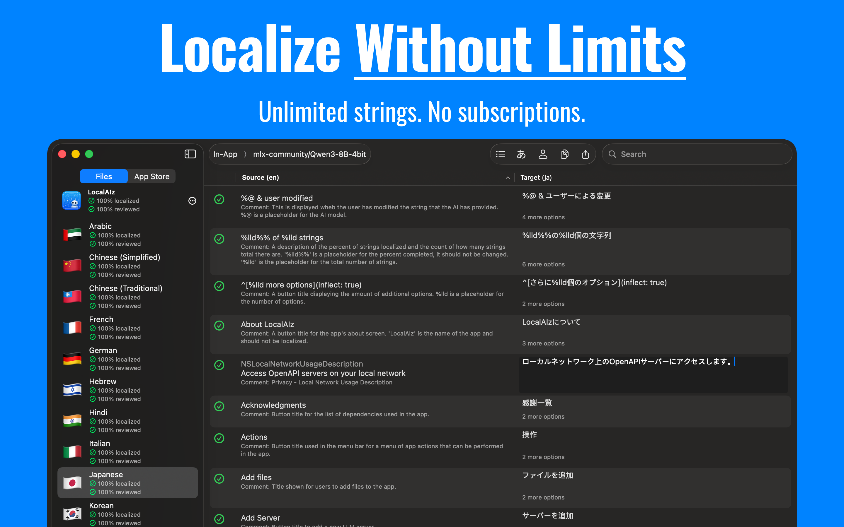 Unlimited translations